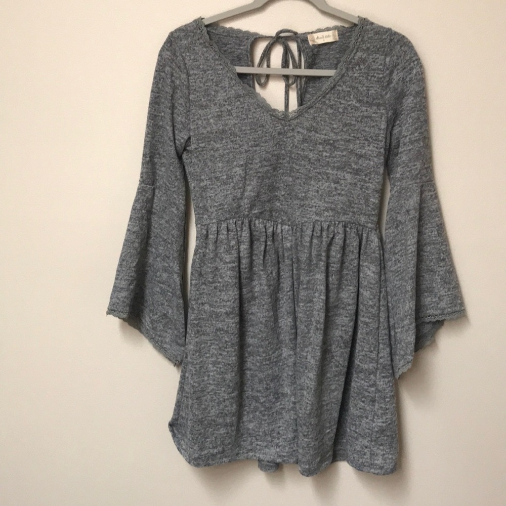 Gray Flare Sleeve Dress